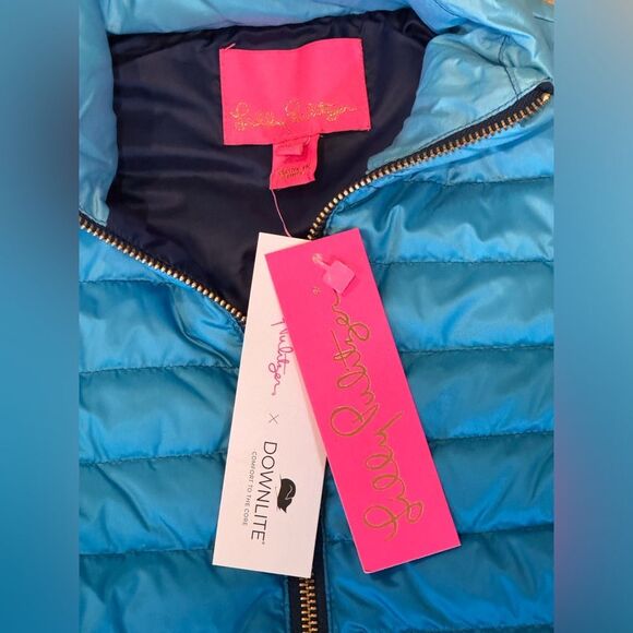 NWT Lilly Pulitzer Noella Blue Ombré Down Vest Sz XXS - Picture 7 of 16